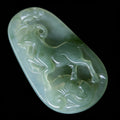 Natural Jadeite Pendant (Soft Light-Green Tone) | Goat/Sheep Zodiac  Symbol of Harmony & Blessings | Hand-Carved Relief | Gentle, Refined, Timeless