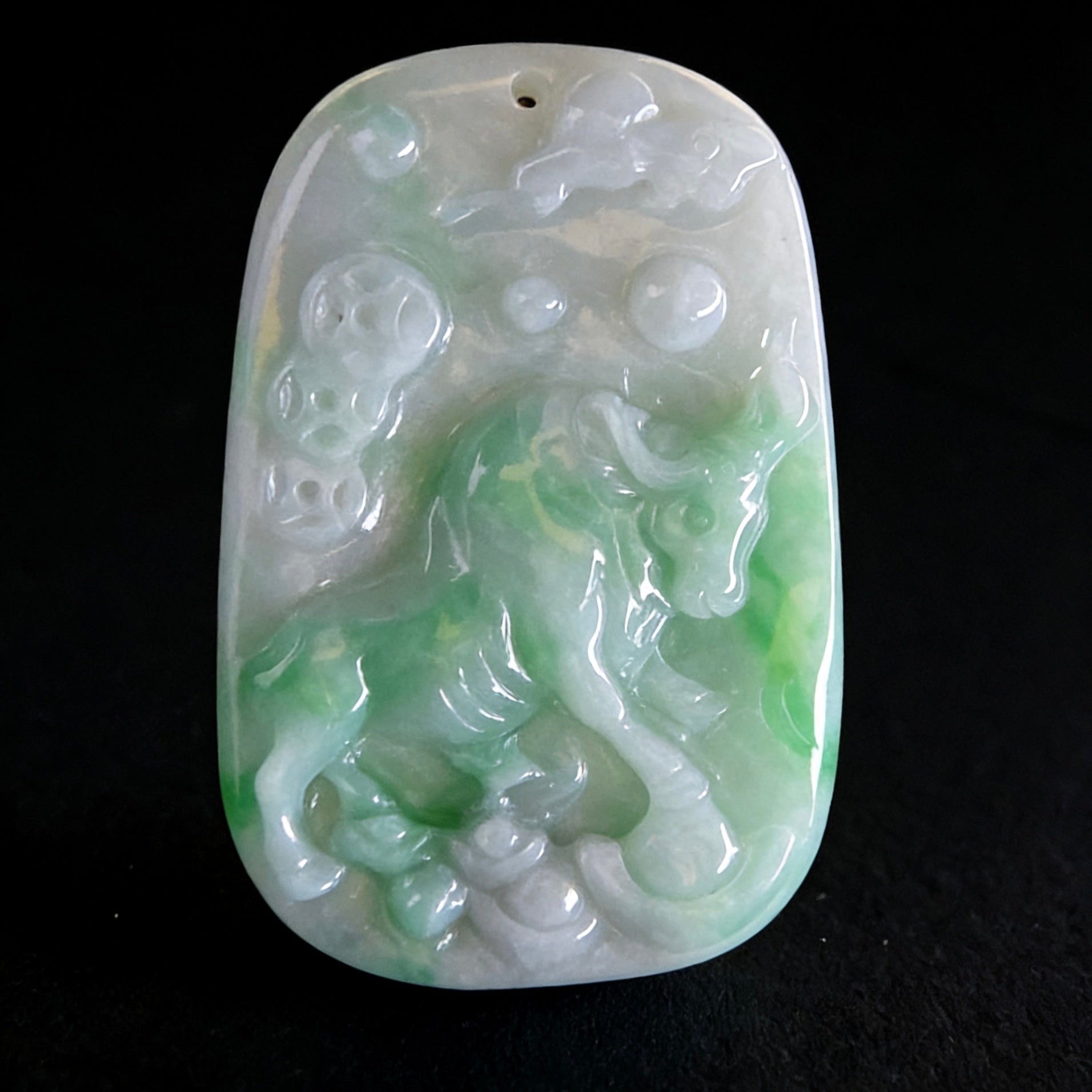 Natural Jade Pendant | Ox Zodiac (Prosperity & Cloud Motif)  Symbol of Diligence & Stability | Hand-Carved Relief | Ideal for Everyday Wear & Gifting