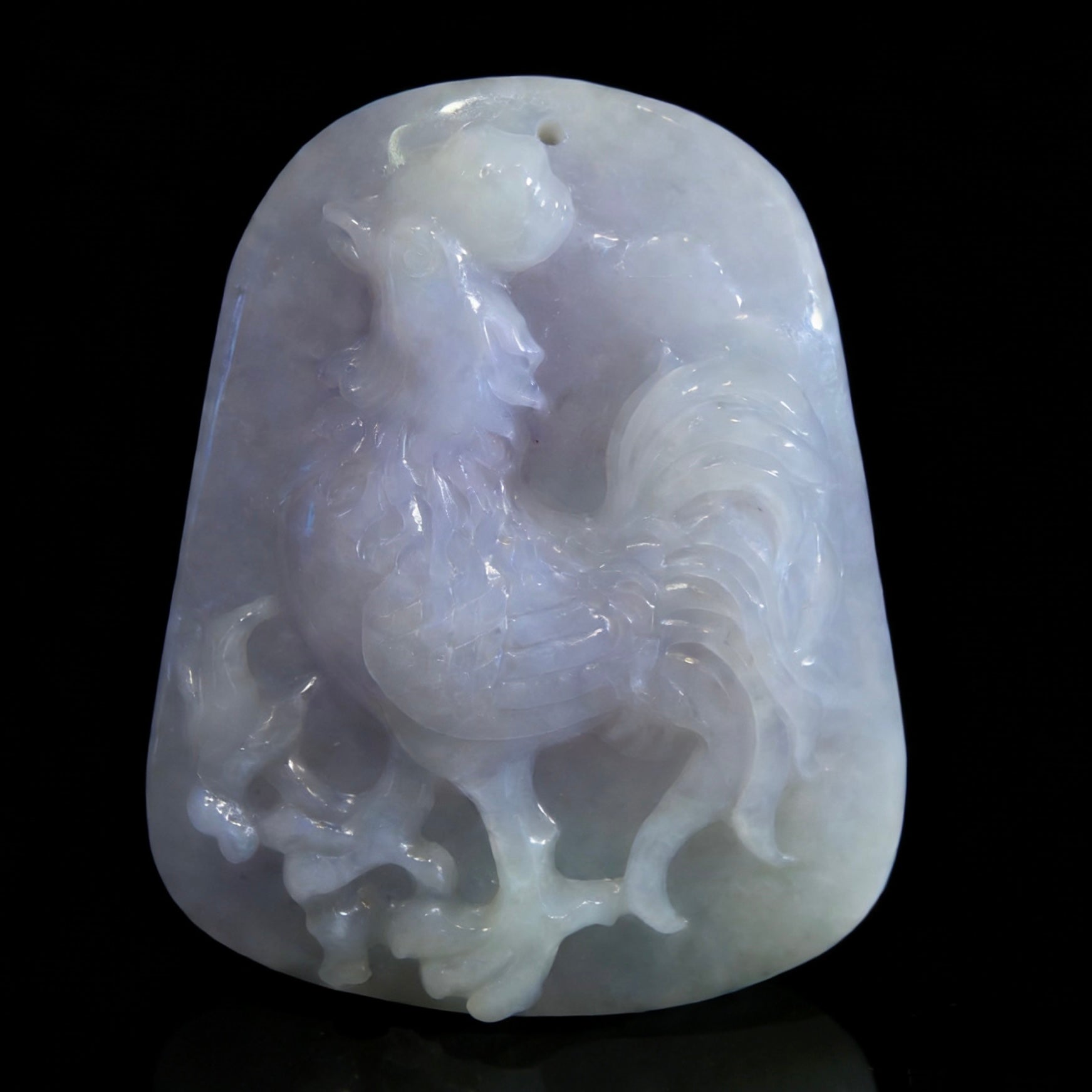 Natural Violet Jadeite Pendant | Rooster Zodiac Charm  Chinese Lucky Talisman | Hand-Carved Craftsmanship | Symbol of Courage, Prosperity & Good Fortune